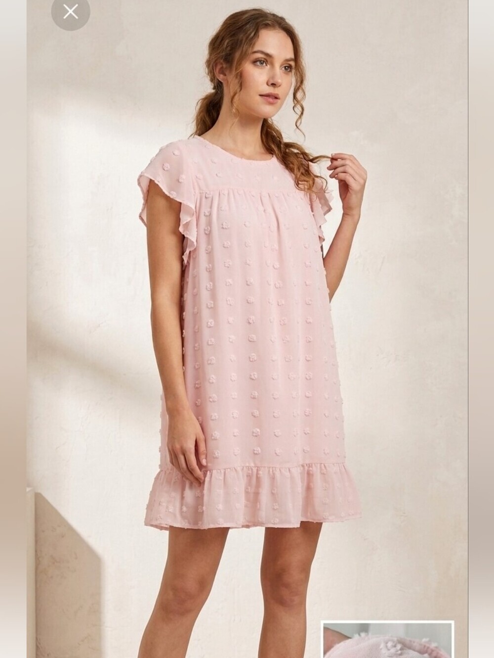 &merci Swiss Dot Pink Mini Dress Sz Large